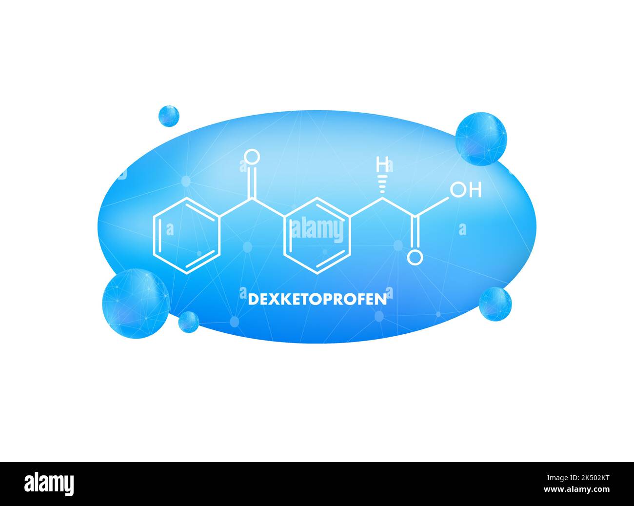 Dexketoprofen concept chemical formula icon label, text font vector ...