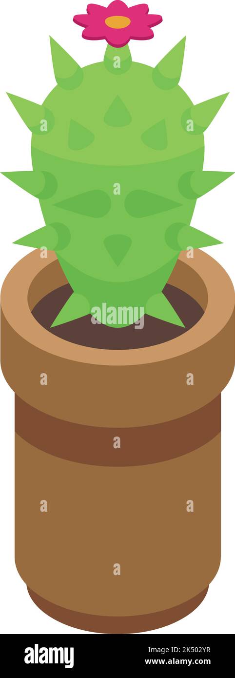 Cactus pot icon isometric vector. Desert grass. Dry plant Stock Vector