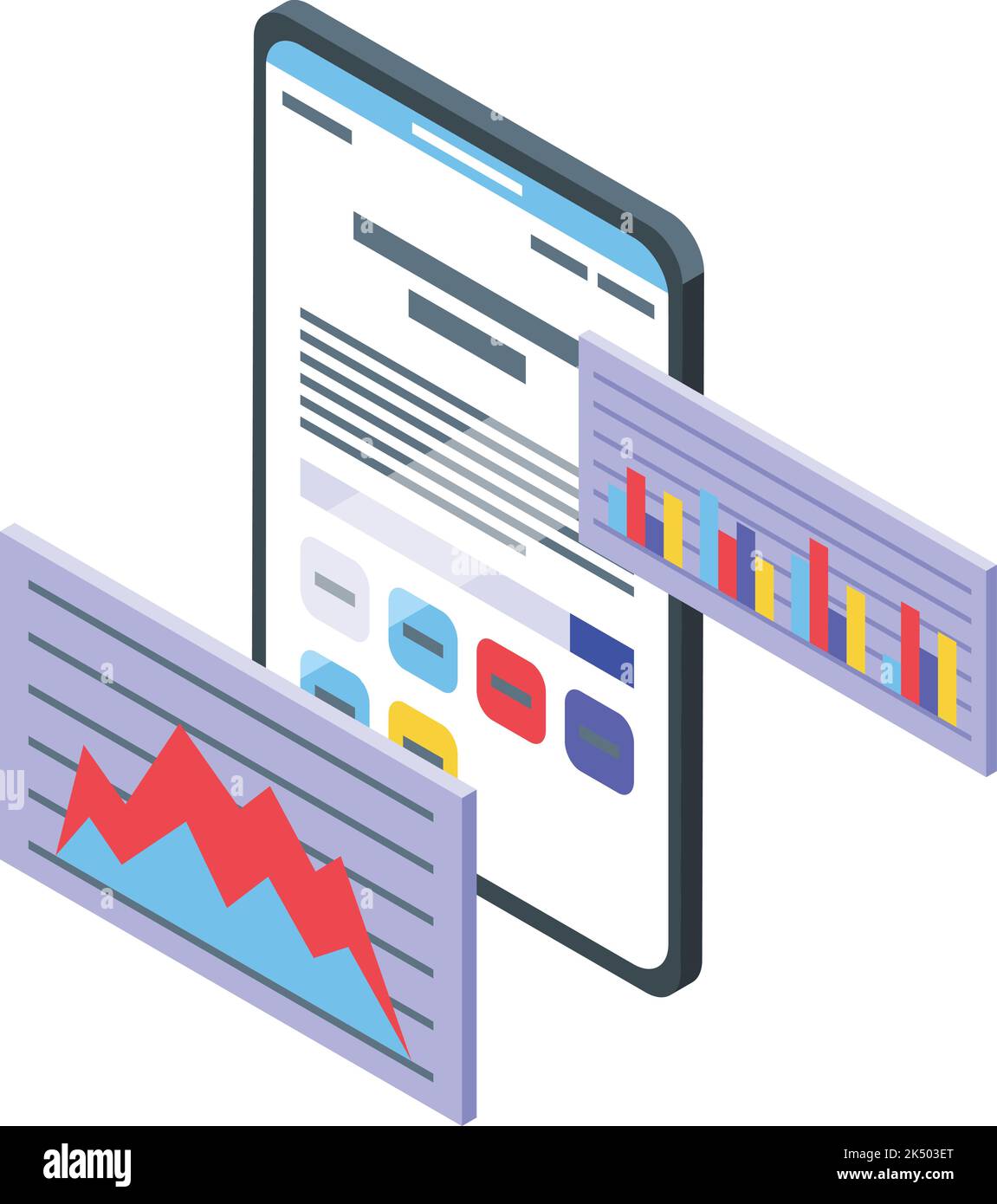 Coding graph icon isometric vector. Laptop code. Computer work Stock Vector
