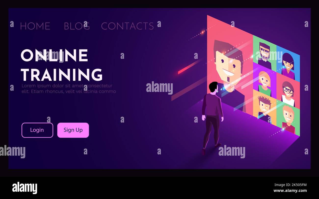 Man stands in front of large virtual display. Online meeting. Remote ...