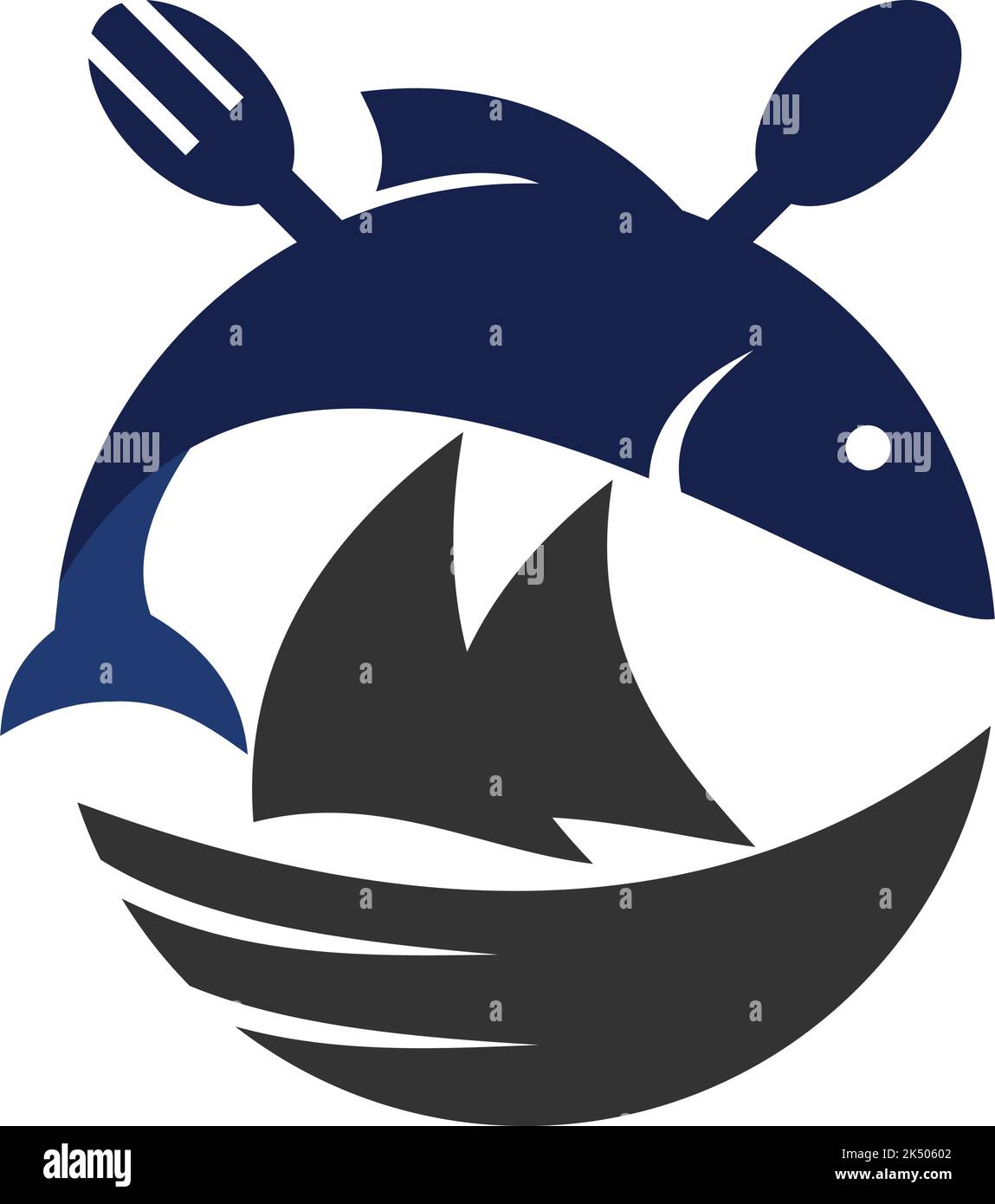 sailboat fish restaurant logo Icon Illustration Brand Identity Stock