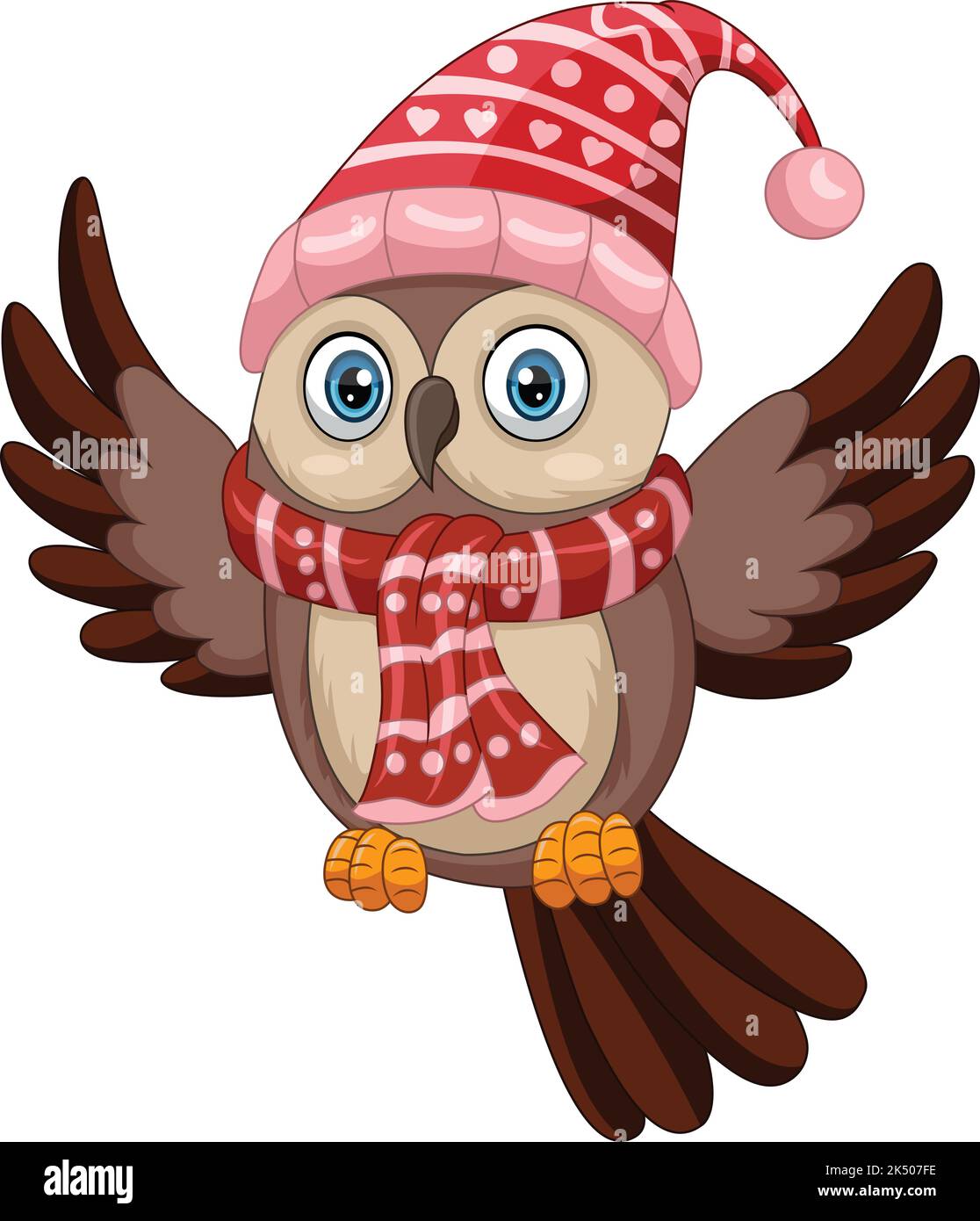 Cute owl cartoon wearing a scarf and santa hat Stock Vector Image & Art ...