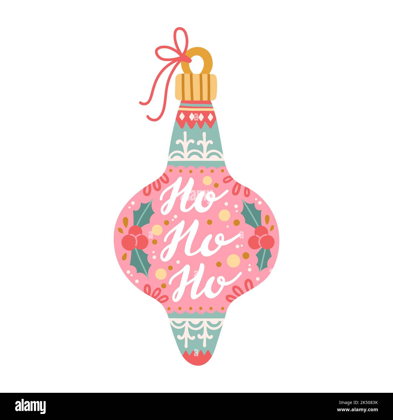 Christmas decorations balls with lettering flat design vector Stock Vector