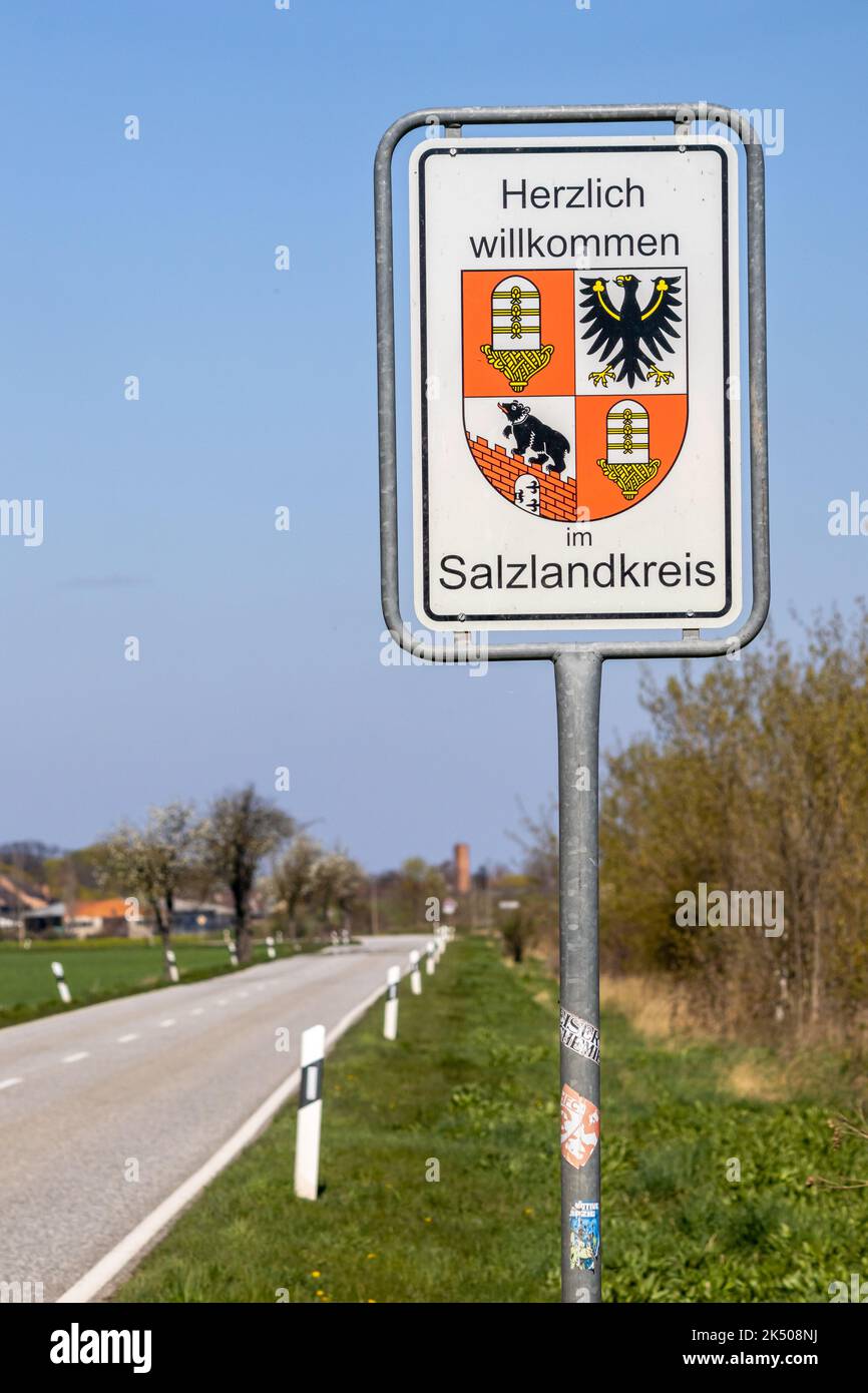 Wappen Salzlandkreis Herzlich Willkommen im Salzlandkreis Stock Photo