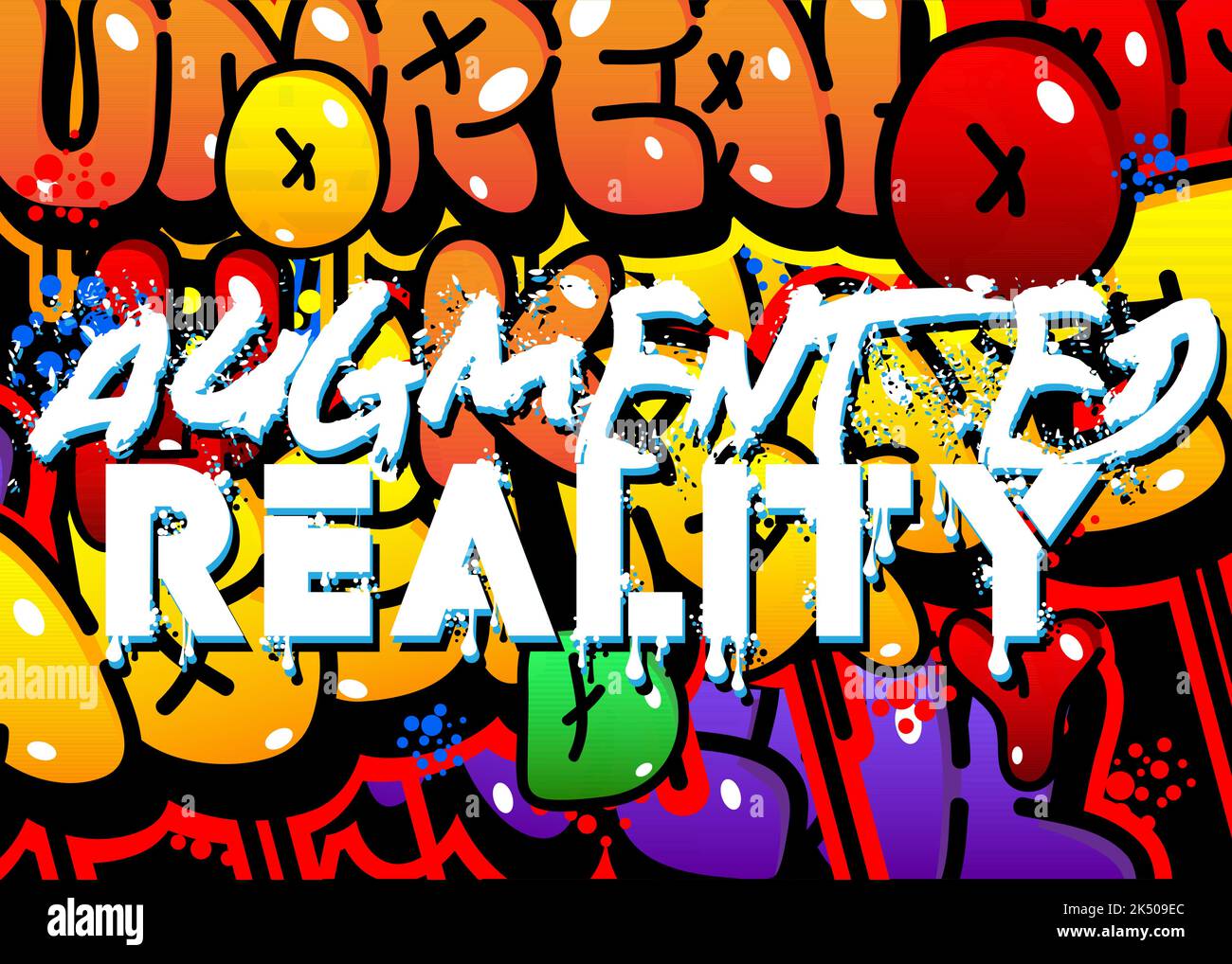 Augmented Reality. Graffiti tag. Abstract modern street art decoration