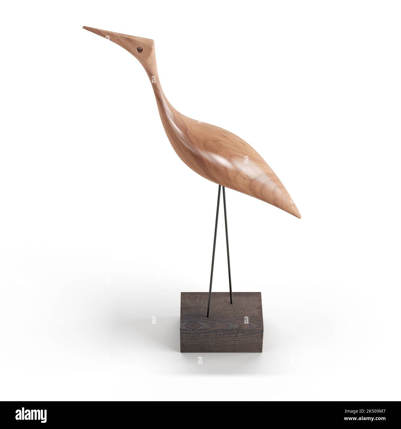 3d rendering of a reflective bird with long legs Illustration #131932160