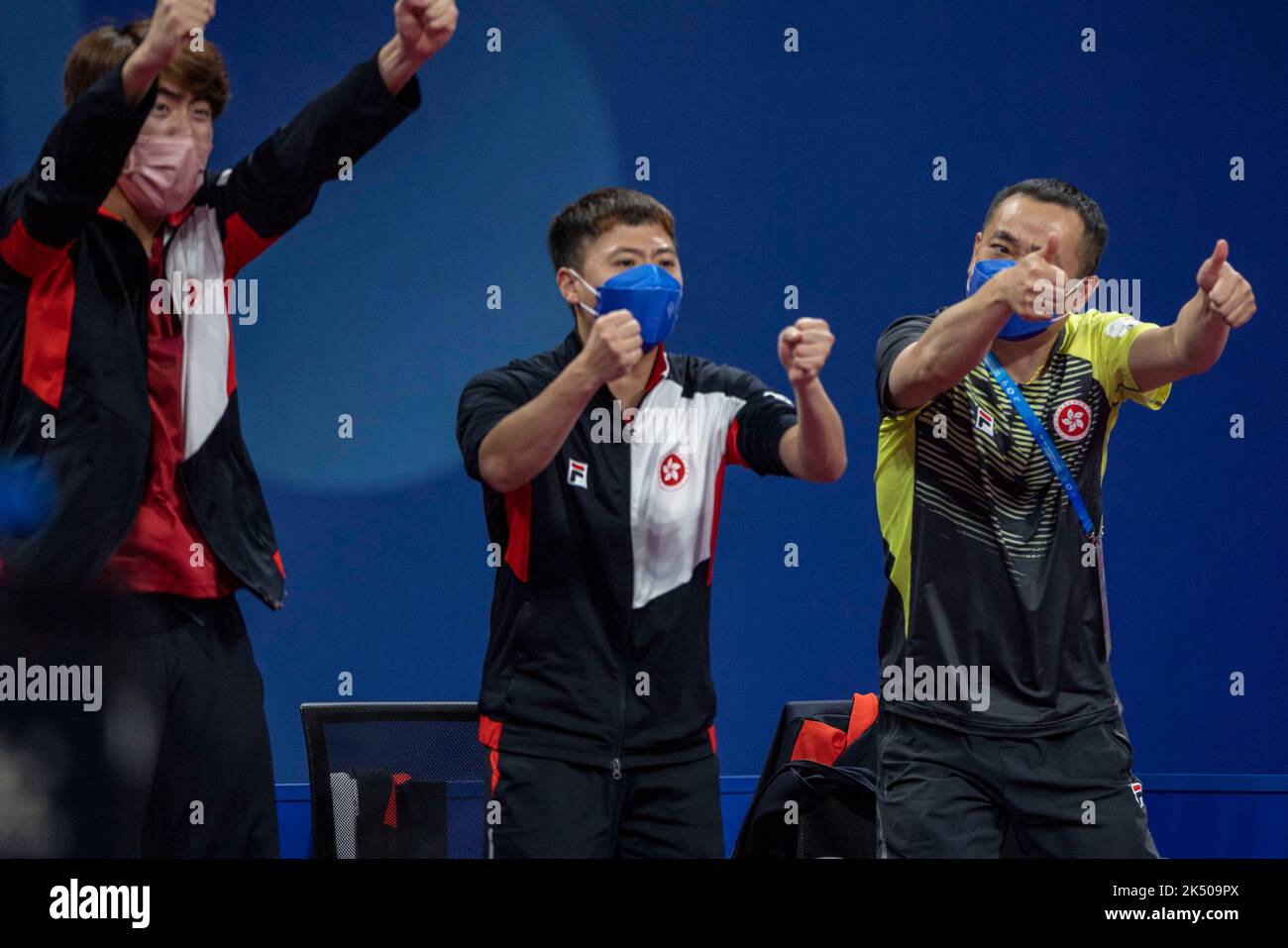 CHENGDU, CHINA - OCTOBER 5, 2022 - Hong Kong coach Liu Guodong cheers ...