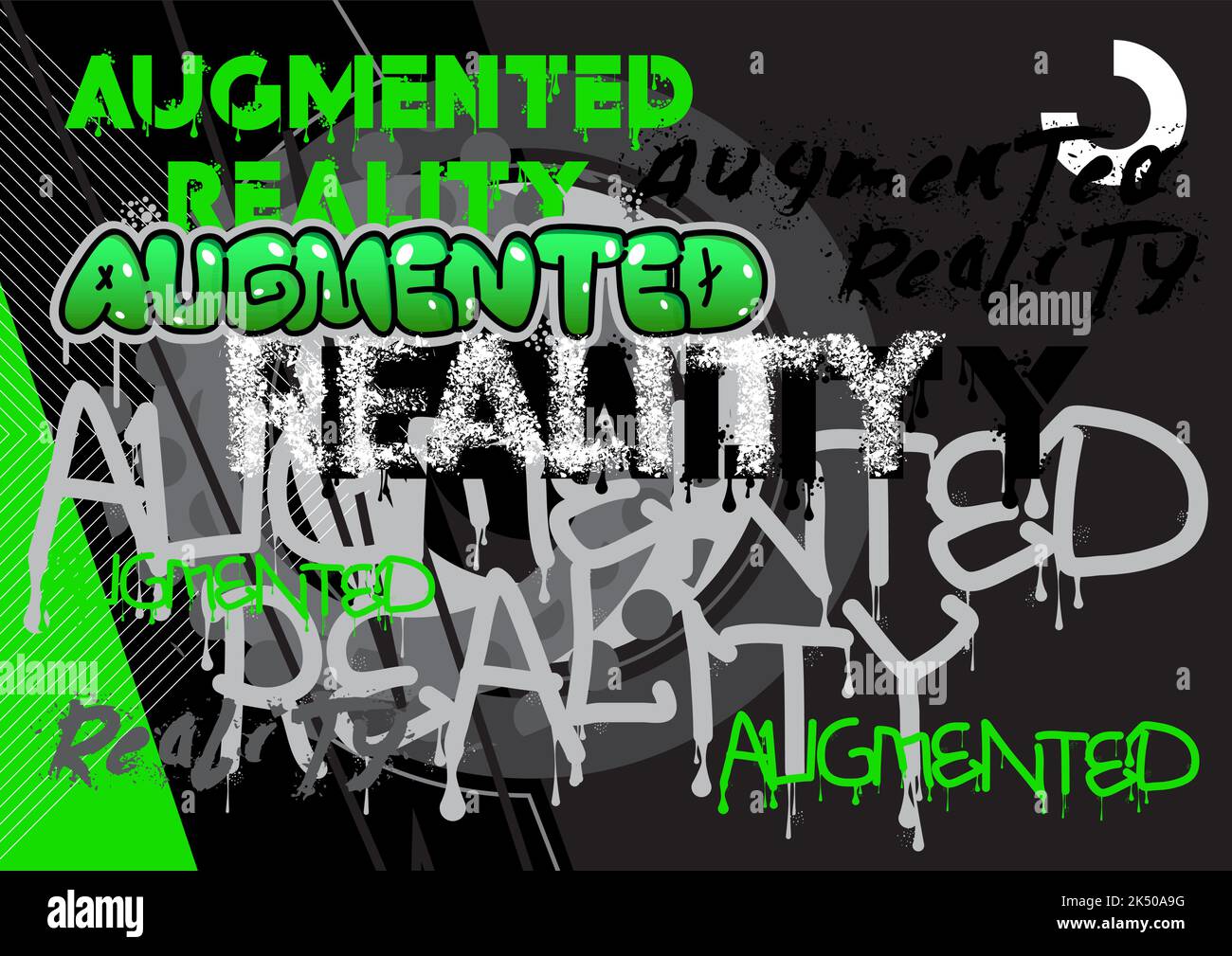 Augmented Reality. Graffiti tag. Abstract modern street art decoration