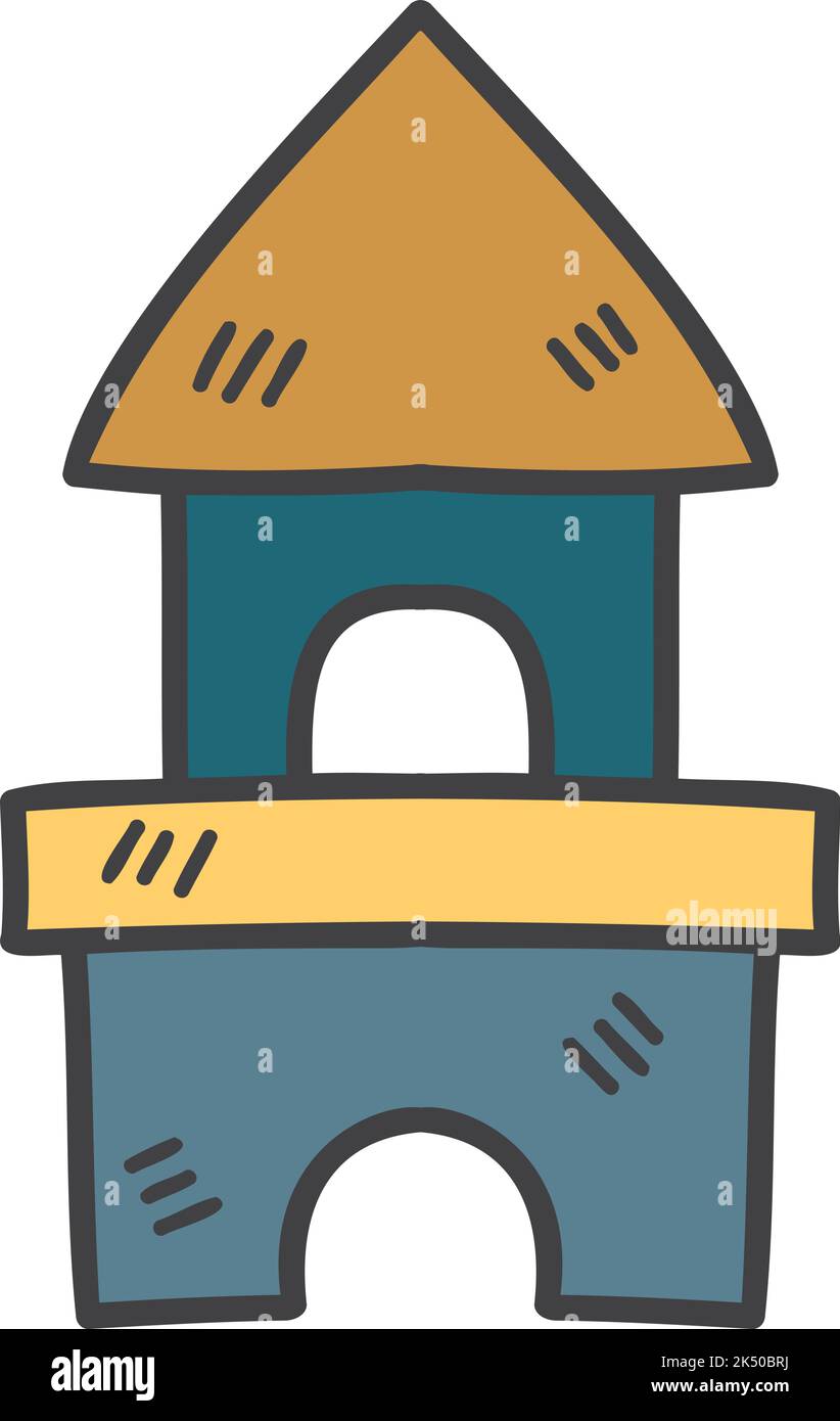 Hand Drawn wooden toy house for kids illustration isolated on background Stock Vector Image