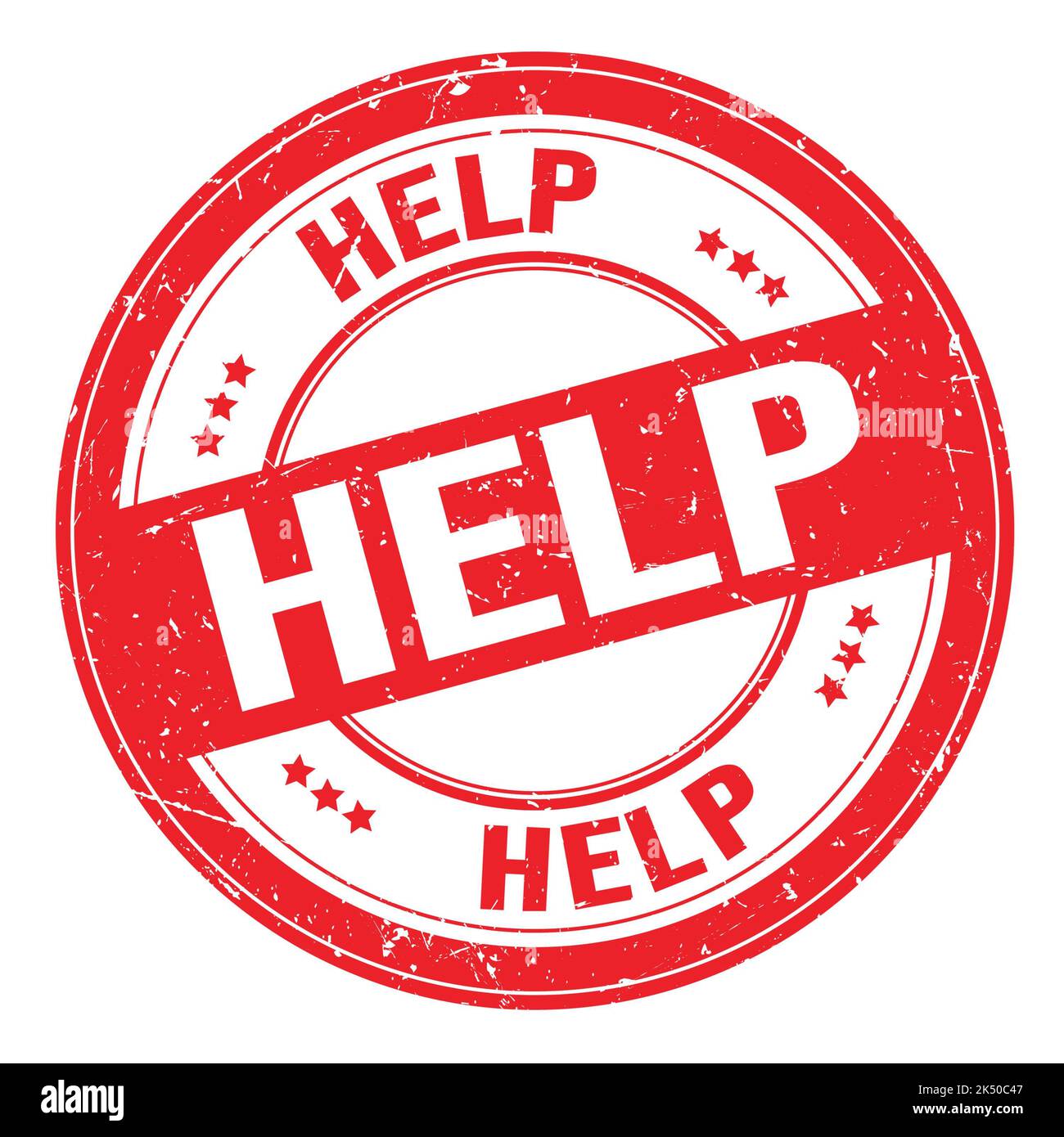 HELP text written on red round grungy stamp sign Stock Photo - Alamy