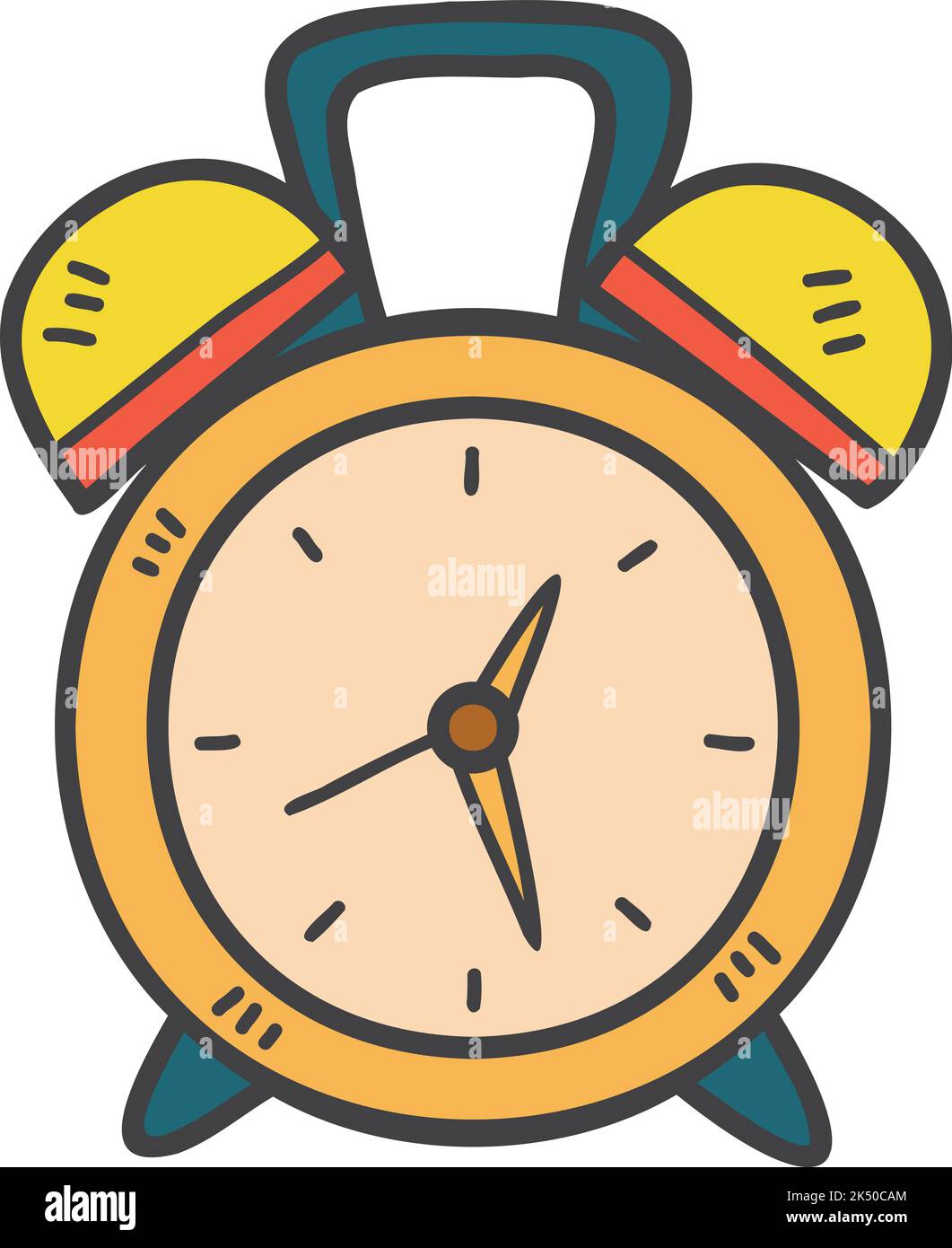 Hand Drawn vintage alarm clock illustration isolated on background