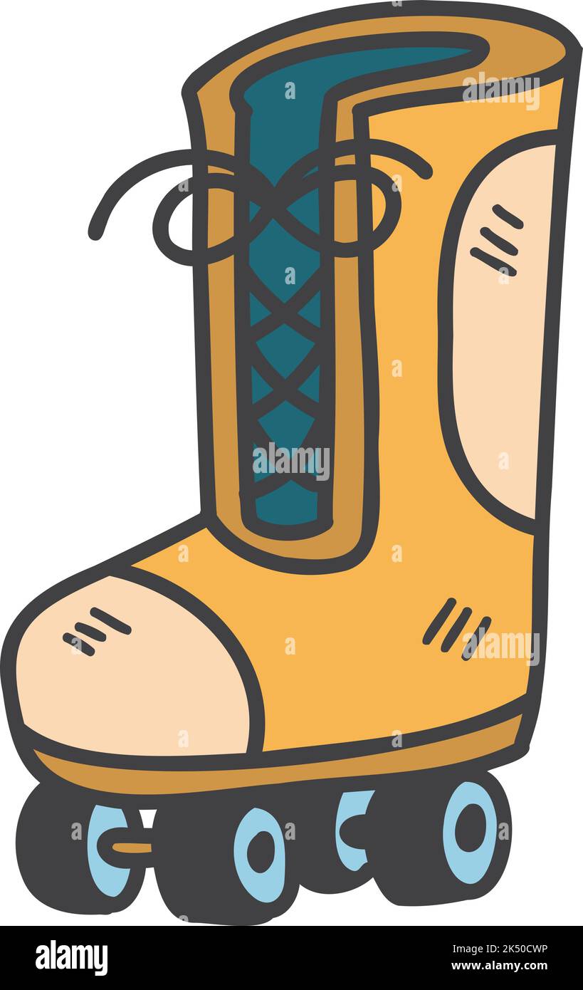 Hand Drawn cute roller skates illustration isolated on background Stock