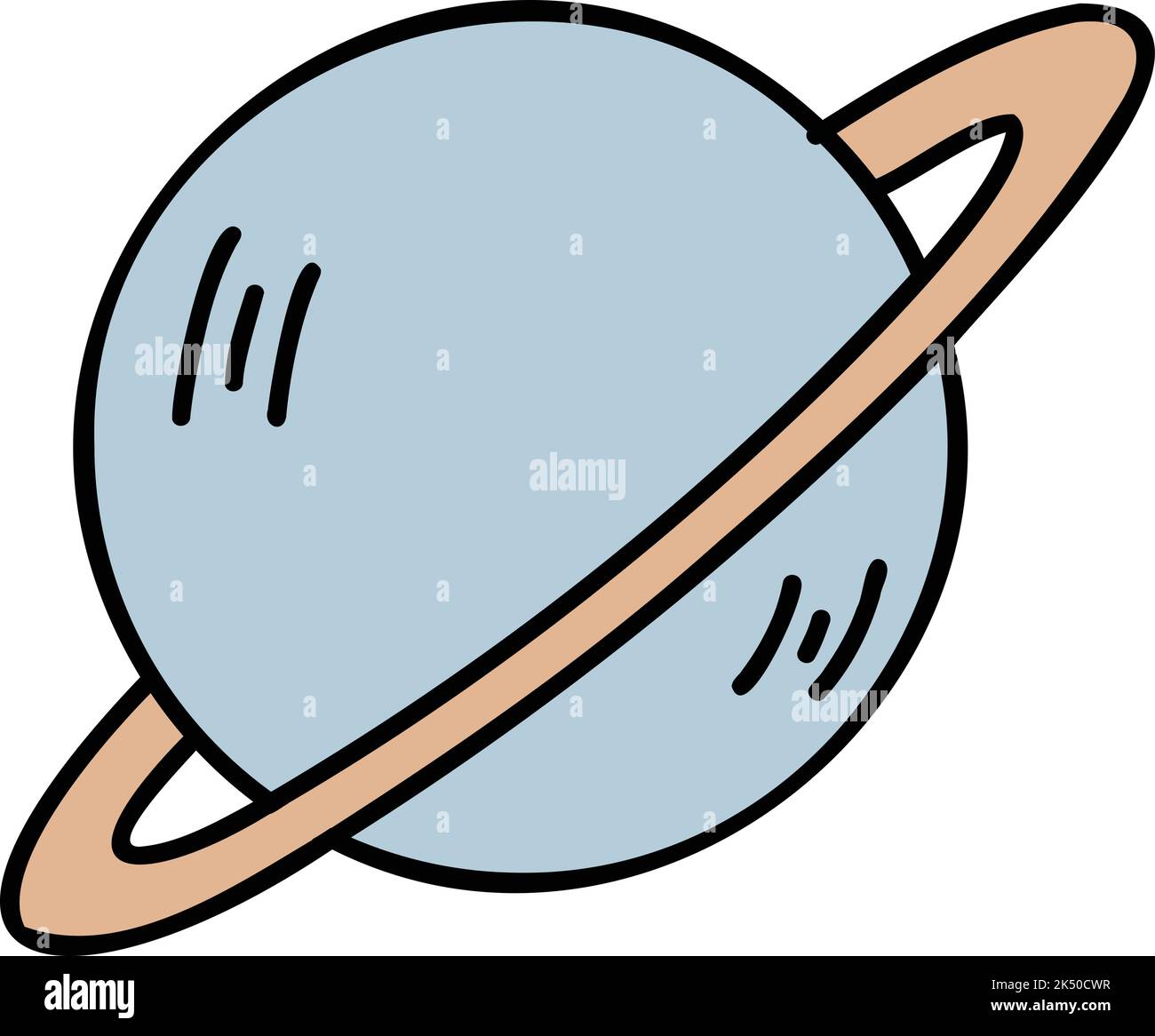 Hand Drawn and rings floating in space illustration isolated on
