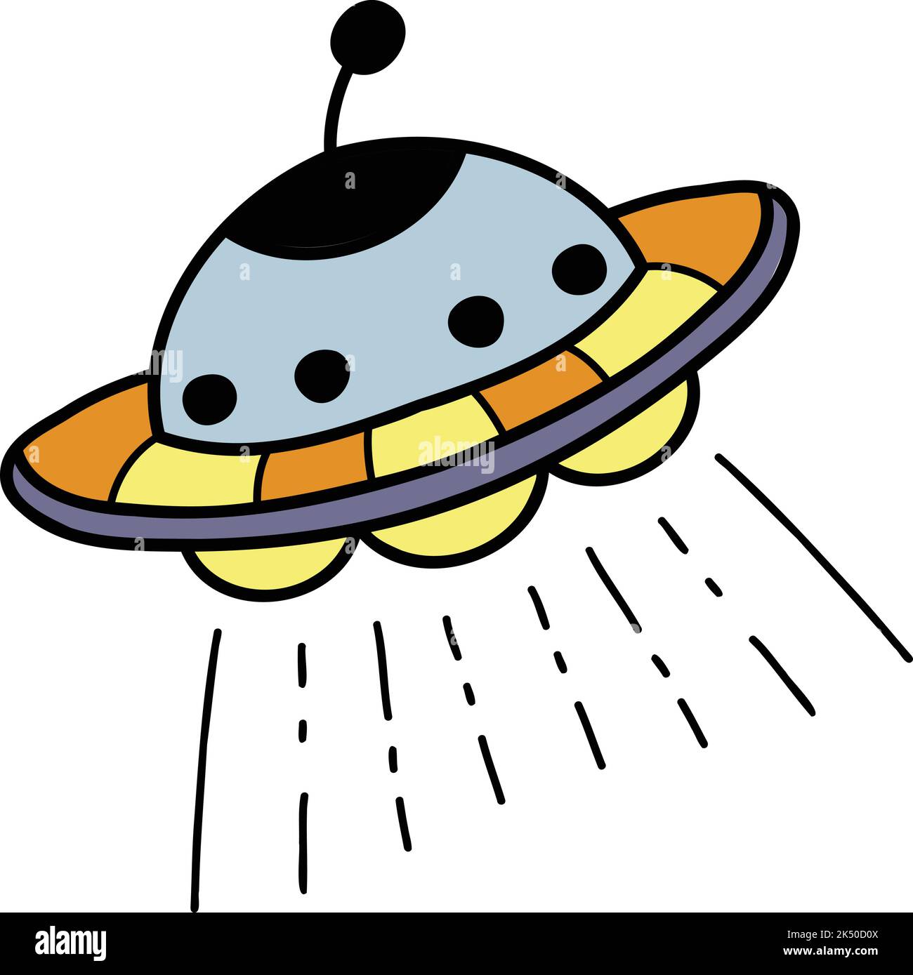 Hand Drawn cute ufo illustration isolated on background Stock Vector