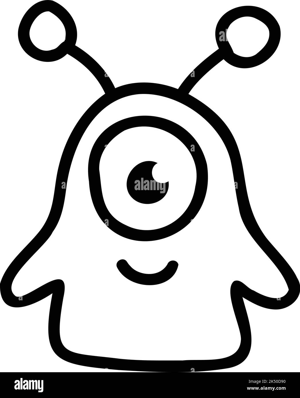 Hand Drawn cute one eyed alien illustration isolated on background
