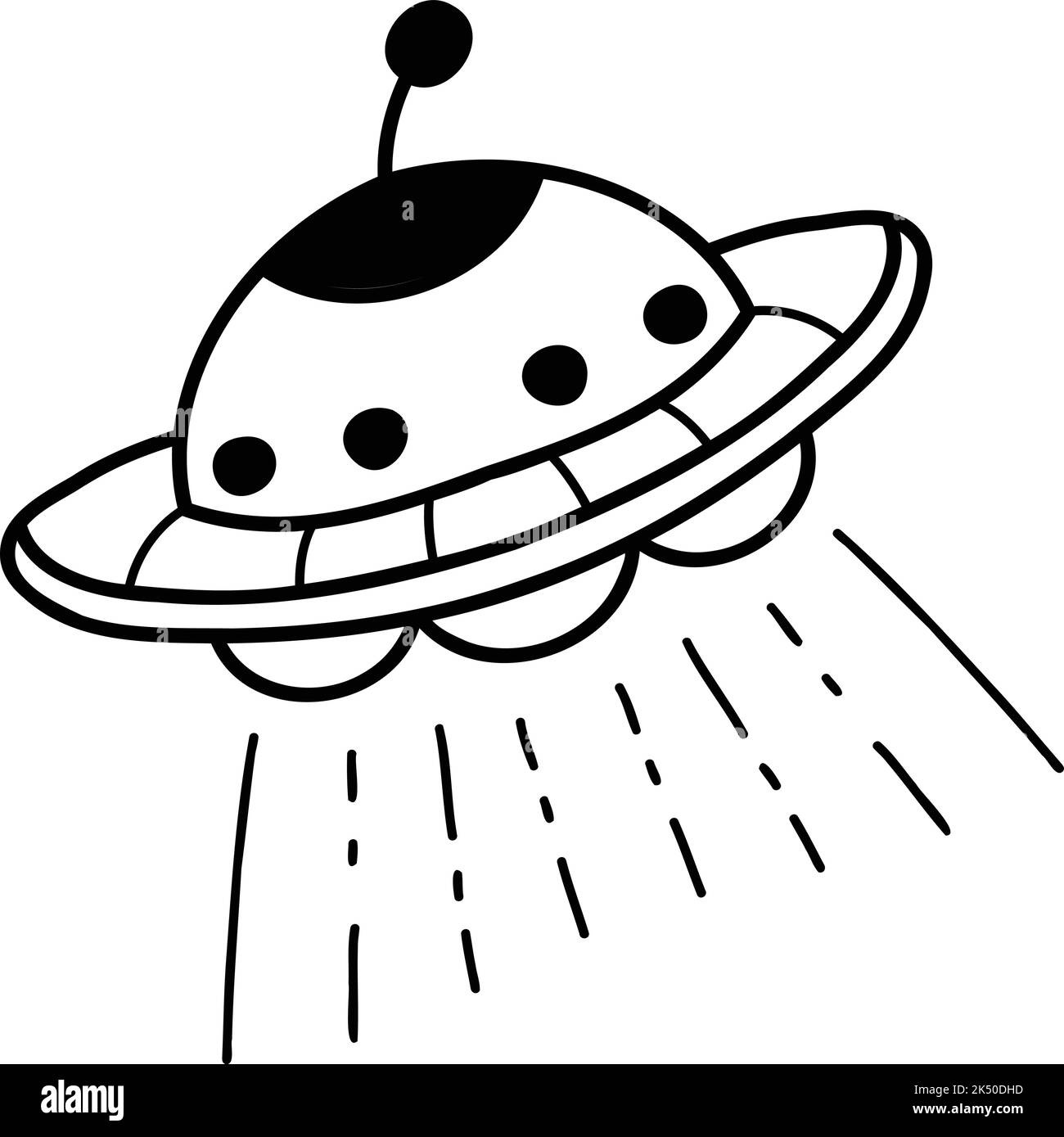 Hand Drawn cute ufo illustration isolated on background Stock Vector