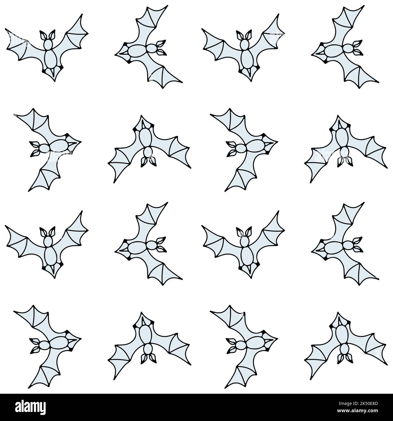 Halloween seamless pattern with flying bat silhouettes on white ...