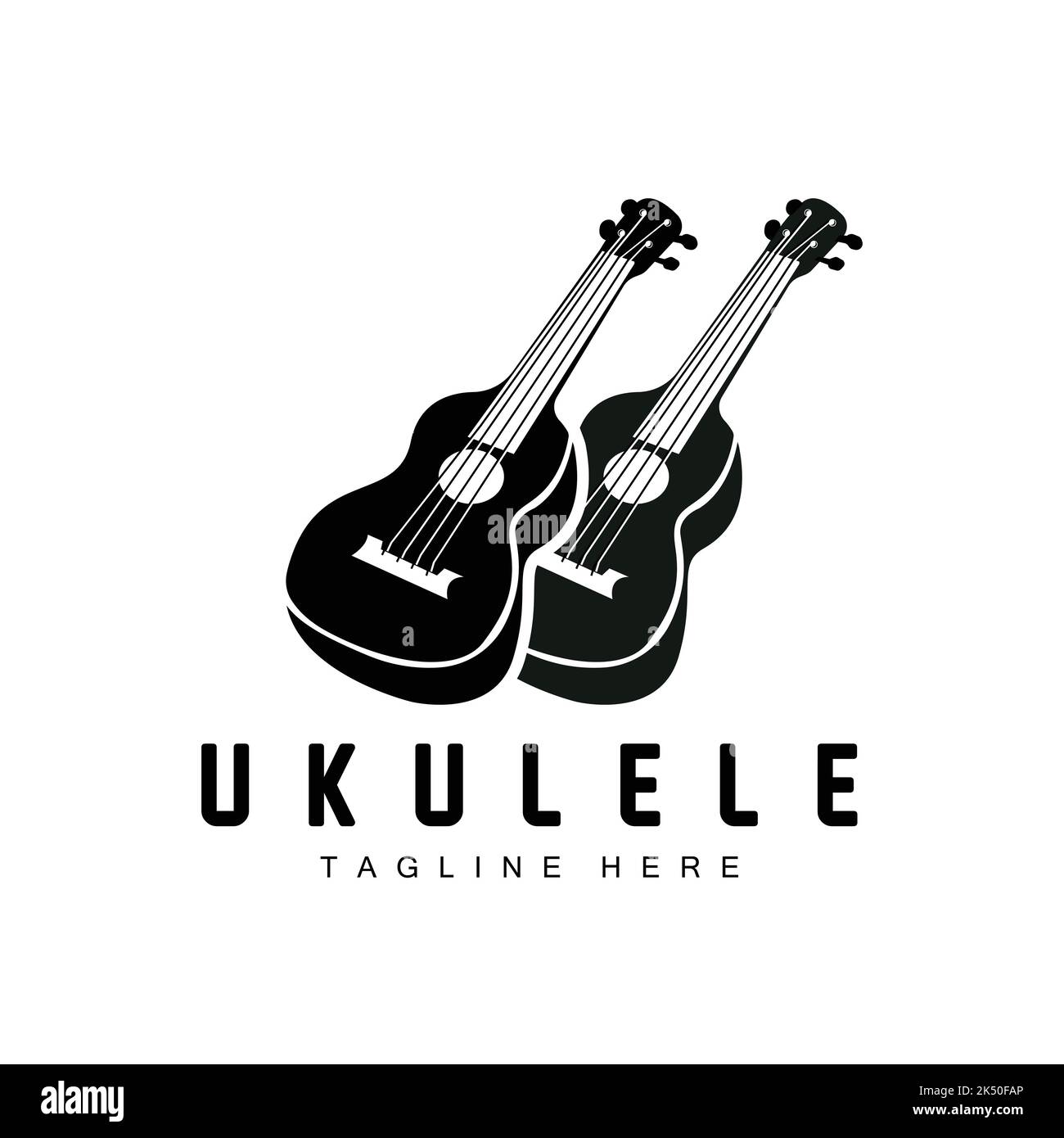 Minimalist Ukulele Music Logo Design, Ukulele Guitar Vector. Ukelele