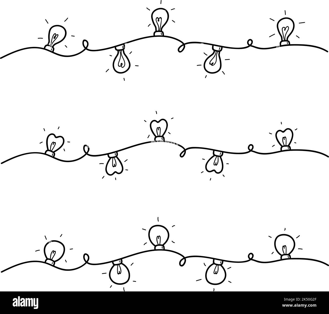 Christmas Lights Black And White Border