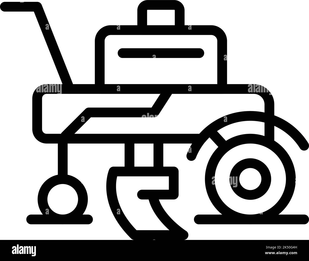 Old cultivator icon outline vector. Farm machine. Mower grass Stock Vector