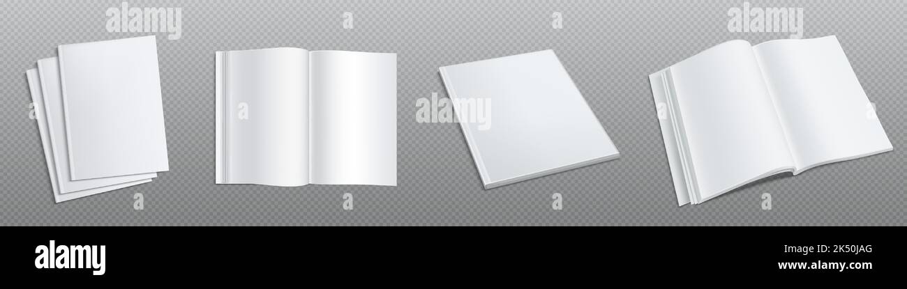 Empty notebook open and closed top view, realistic set. Vector ...