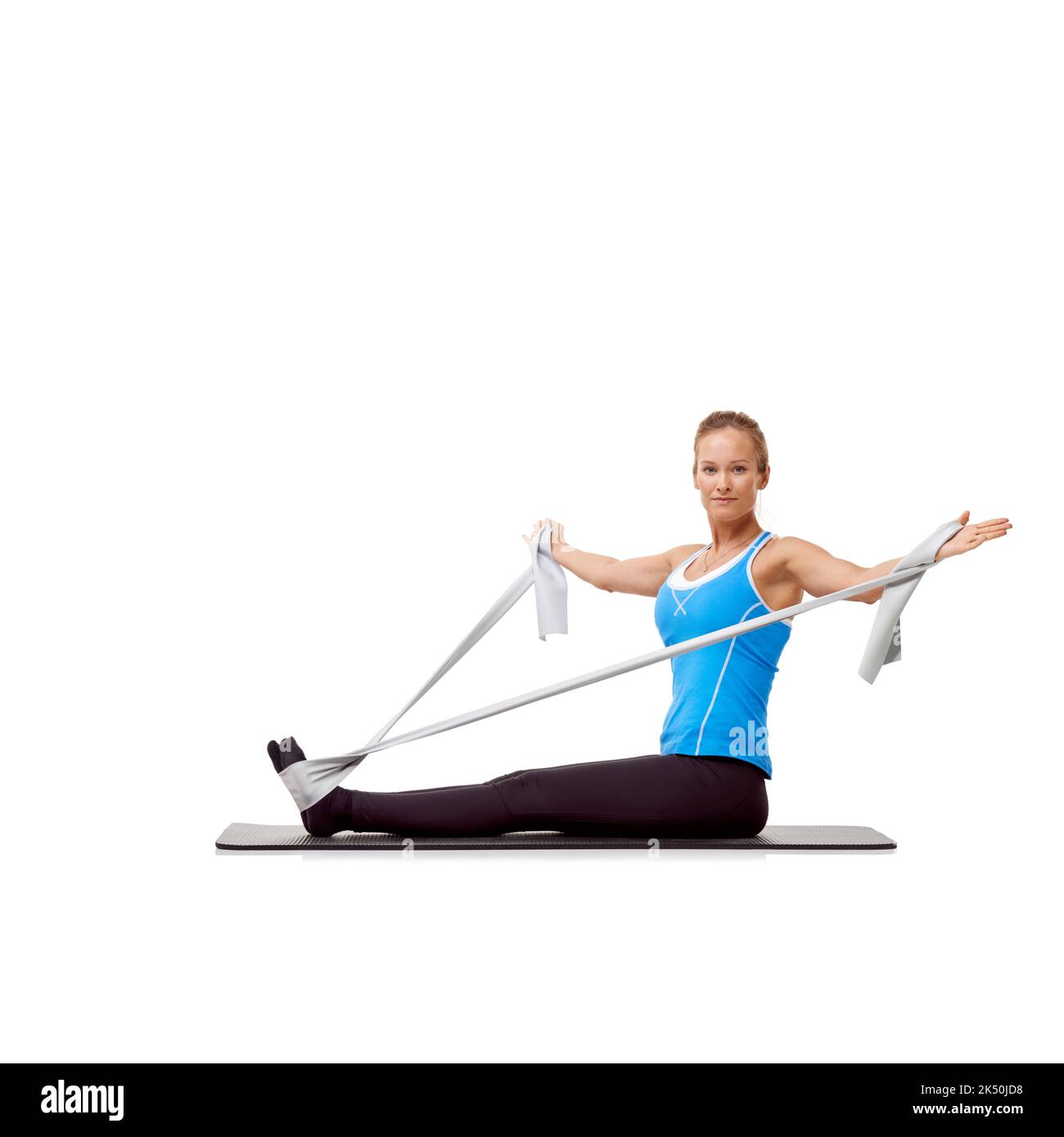 Resistance bands are such convenient exercise tools. A young woman