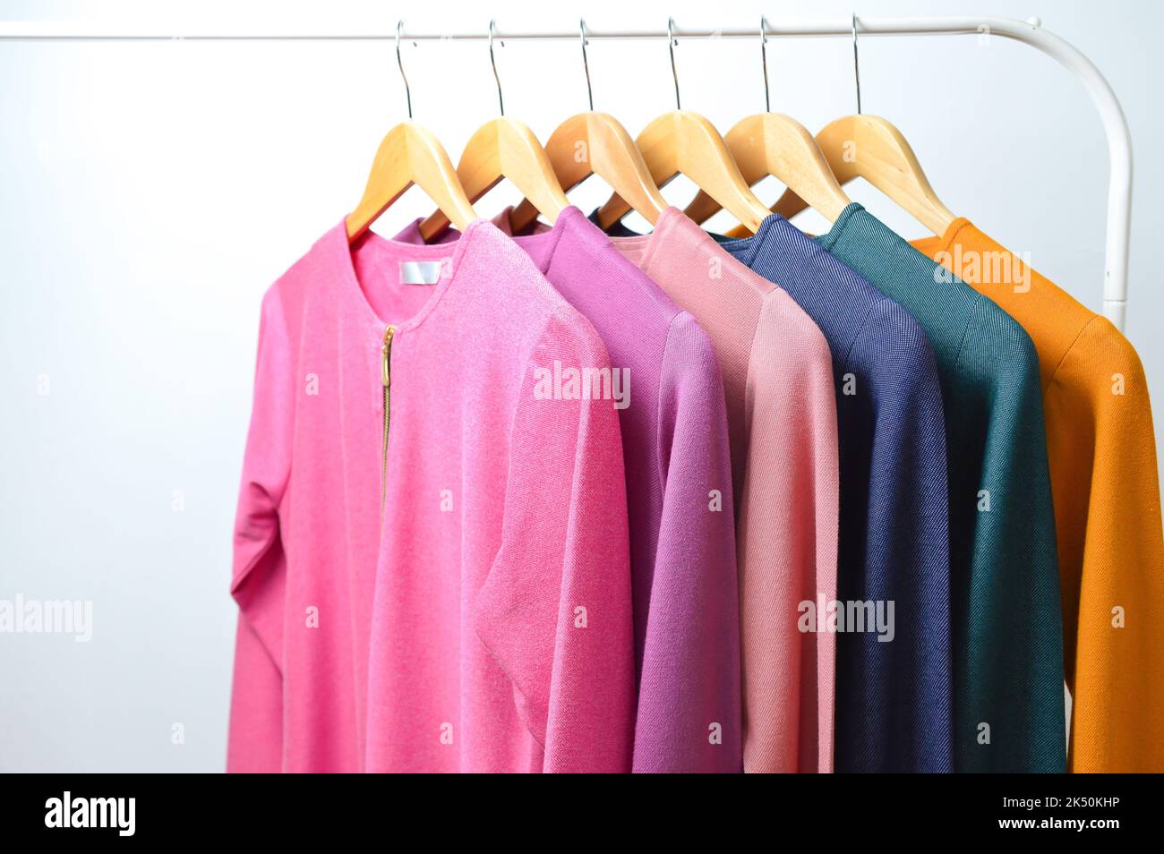 Colourful cloth for sale at the market isolated with white background