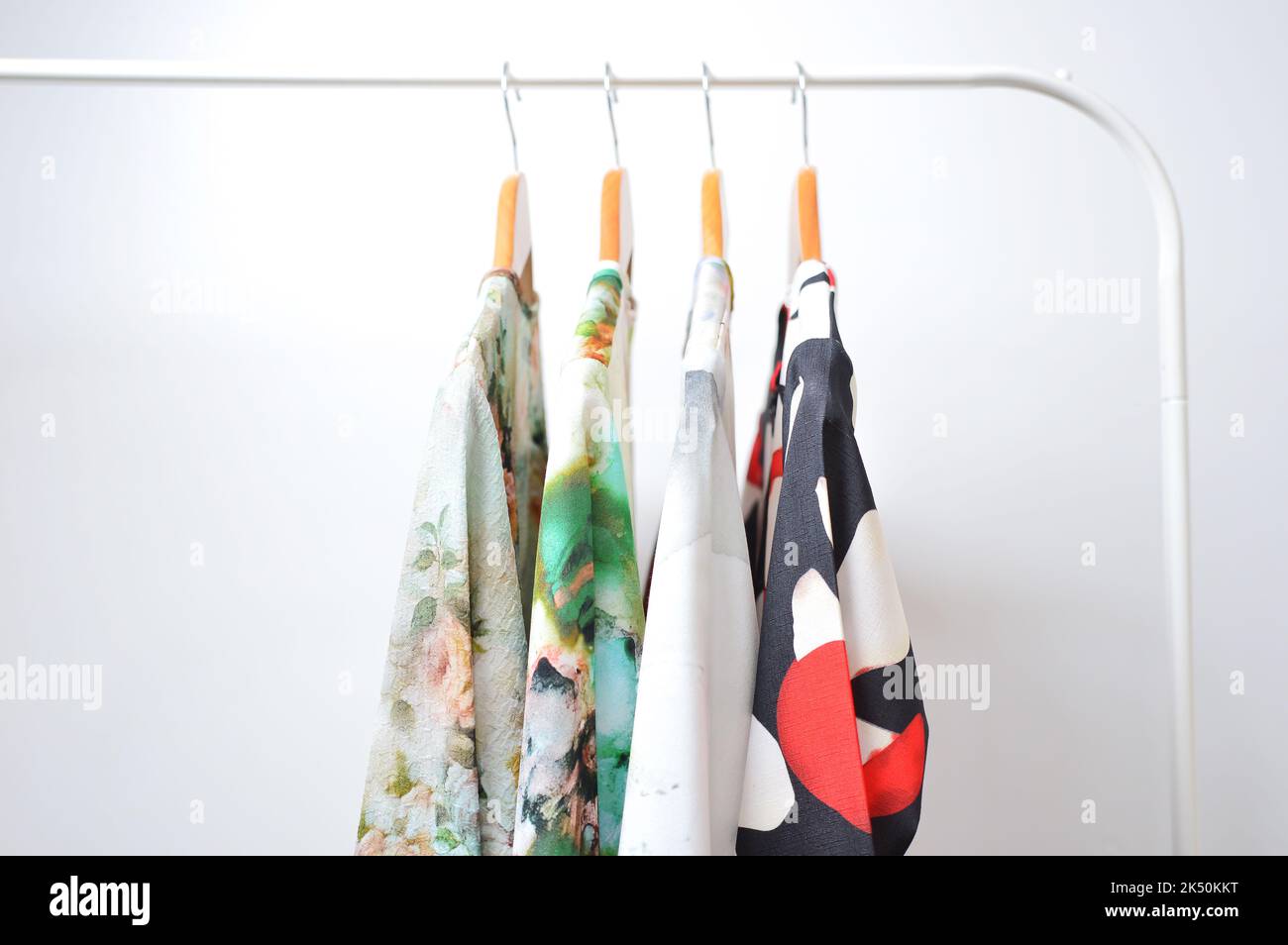 Colorful clothes hanging on clothesline Stock Photo Alamy
