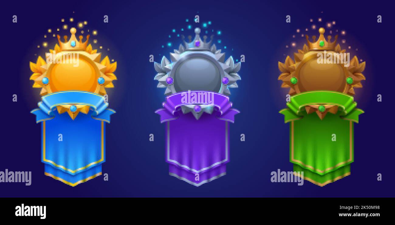 Game frames for avatar or level rate. Empty gold, silver and bronze