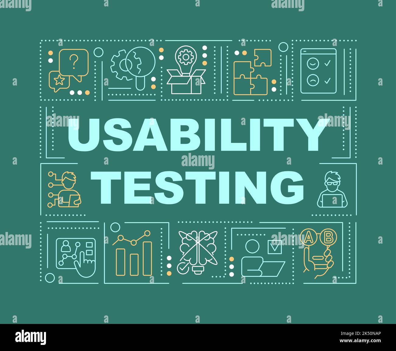 Usability testing word concepts green banner Stock Vector
