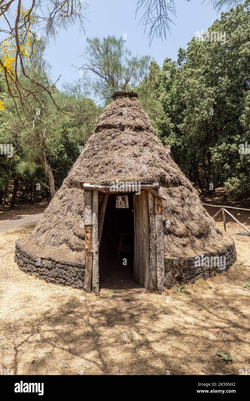 A pagghiaru or conical thatched hut used by shepherds and charcoal