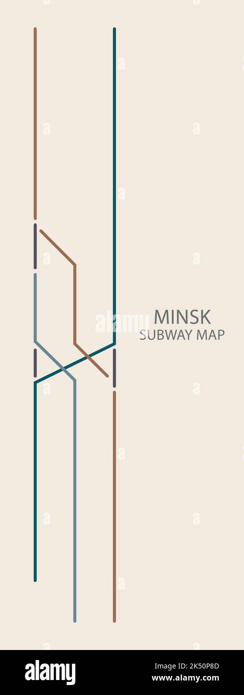 Minsk city subway vector map colored Stock Vector