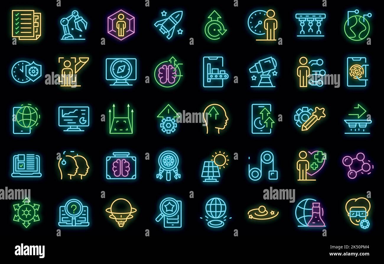 Commitment to innovation icons set outline vector. Passion trust ...