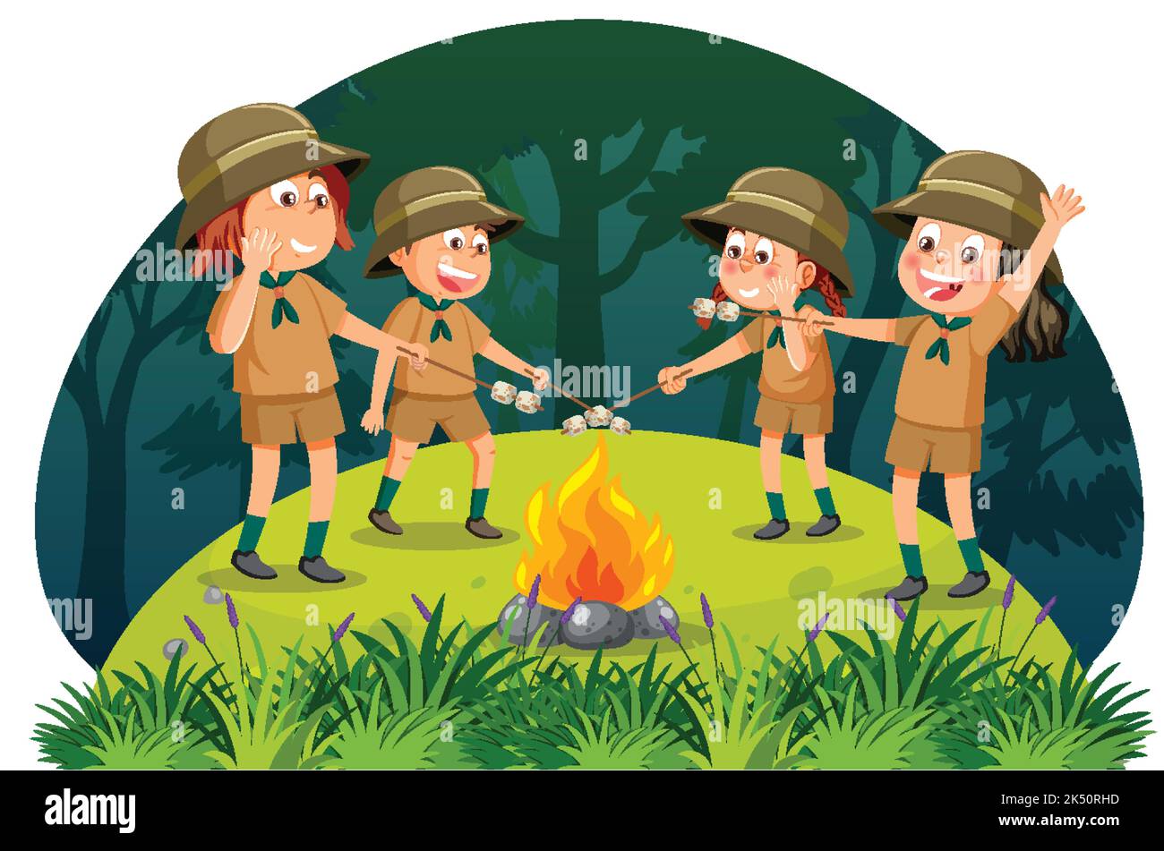 Children camping out forest scene illustration Stock Vector Image & Art ...