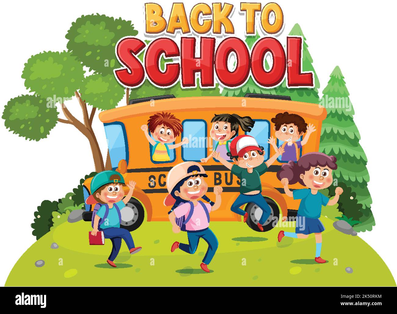 Back to school with student kids illustration Stock Vector Image & Art ...