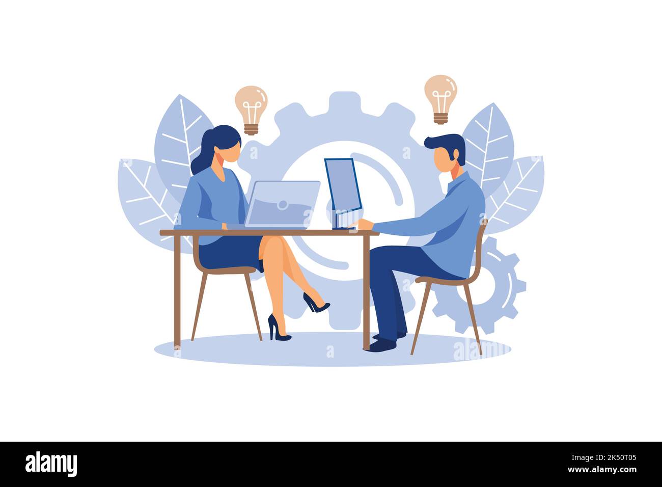 Internet assistant at work. promotion in the network. manager for remote work, team work on the project, brainstorming flat vector design illustration Stock Vector