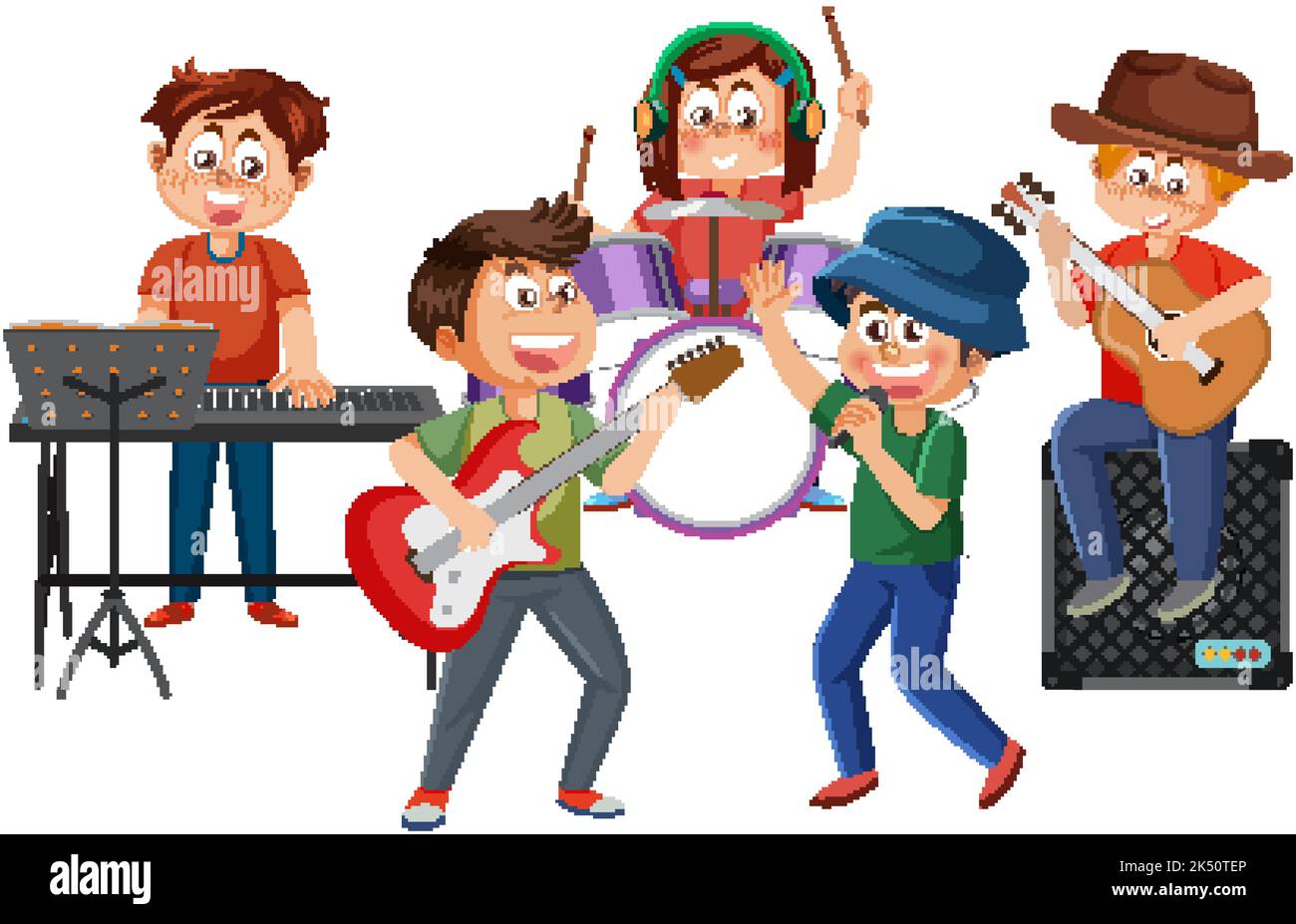 Kids playing musical instruments illustration Stock Vector Image & Art ...