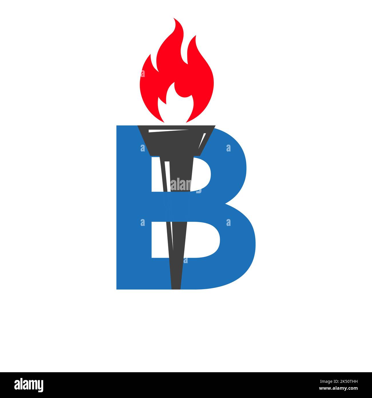 Initial Letter B Fire Torch Concept With Fire and Torch Icon Vector