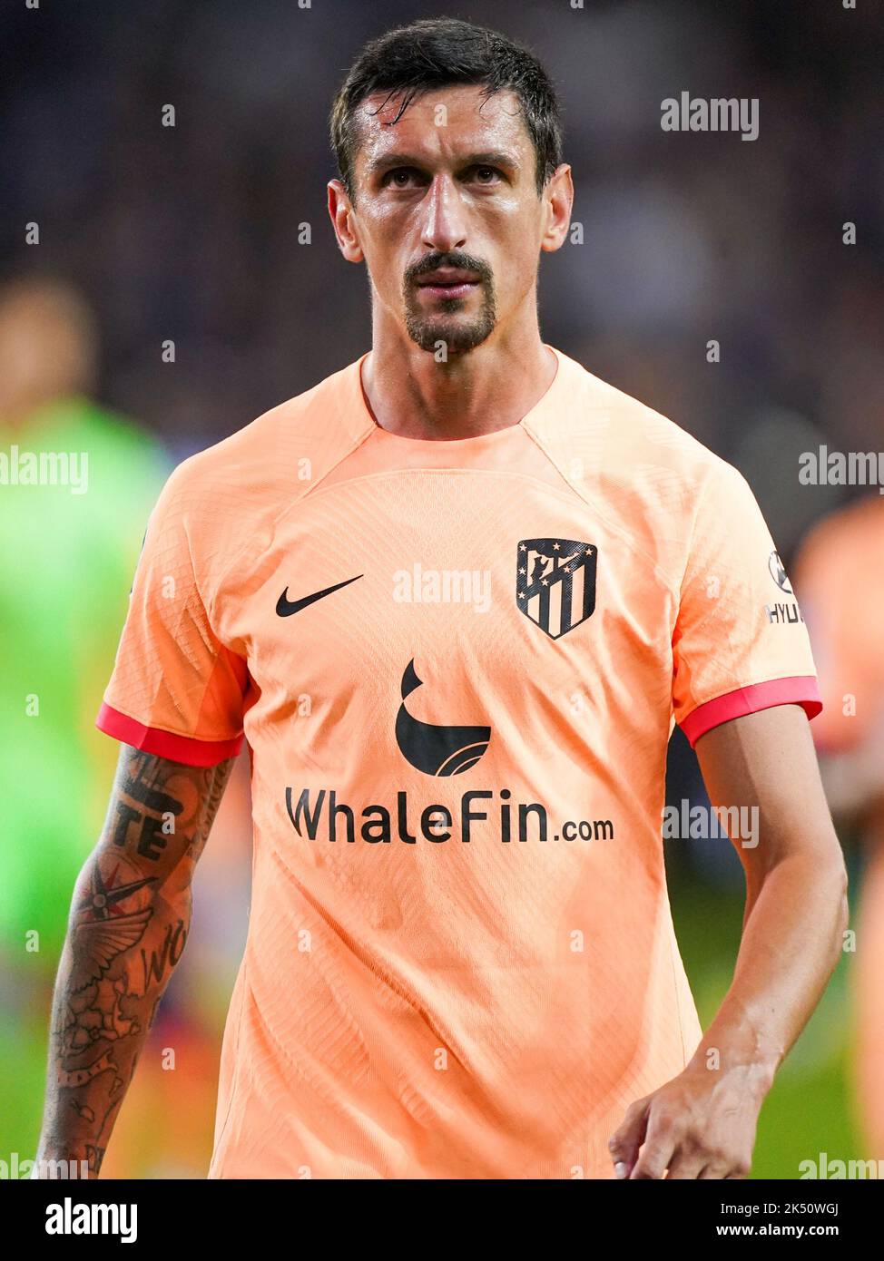 BRUGGES, BELGIUM - OCTOBER 4: Stefan Savic of Atletico Madrid looks dejected after the Group B - UEFA Champions League match between Club Brugge KV and Atletico Madrid at the Jan Breydelstadion on October 4, 2022 in Brugges, Belgium (Photo by Joris Verwijst/Orange Pictures) Stock Photo