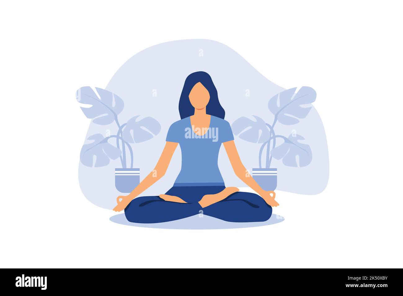 yoga body health benefits, mind and emotions, pregnant woman in yoga pose meditates, preparation for childbirth. flat vector illustration Stock Vector