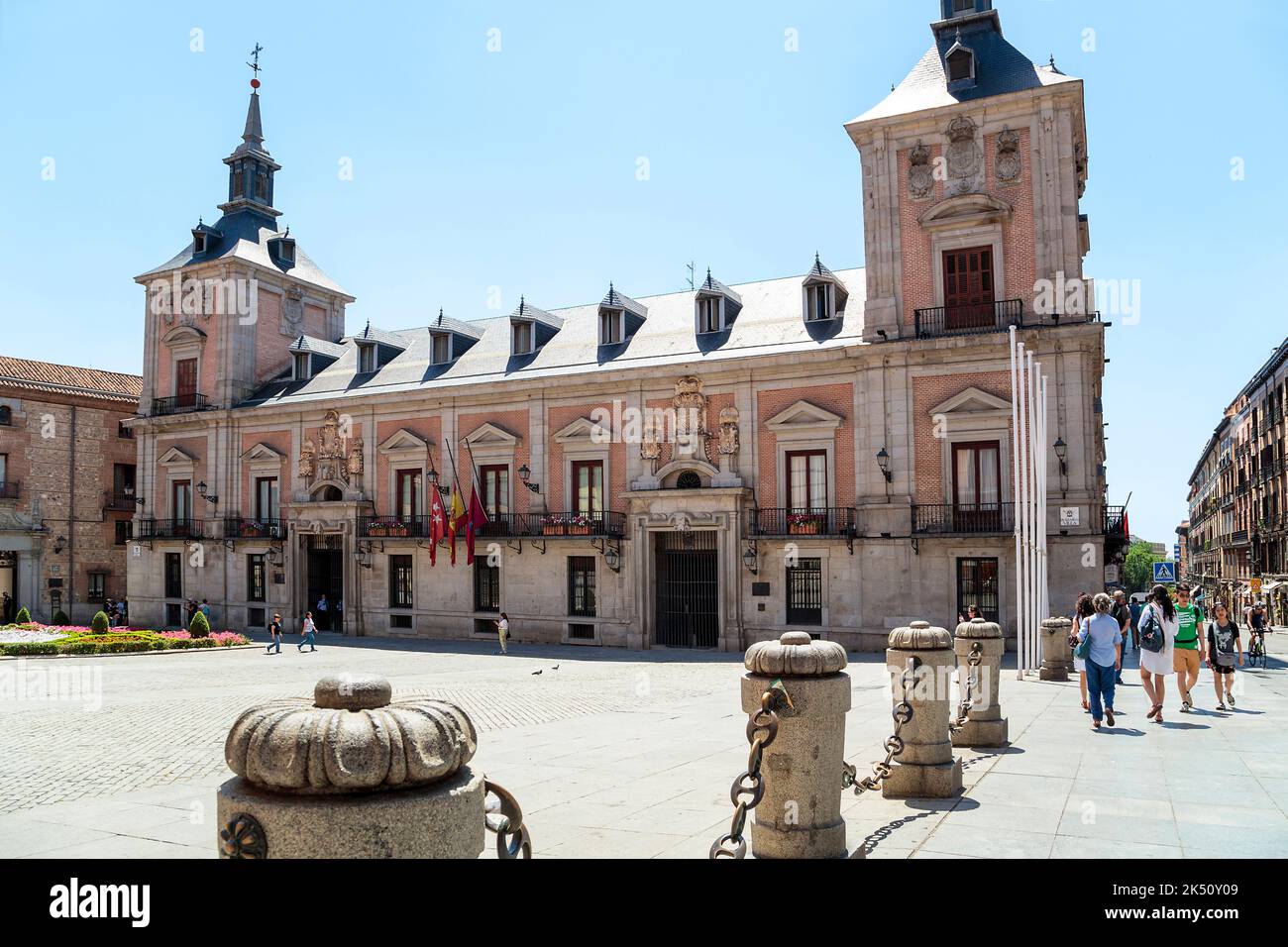 MADRID, SPAIN - MAY 24, 2017: It is the medieval old town hall in the Place de la Villa. Stock Photo