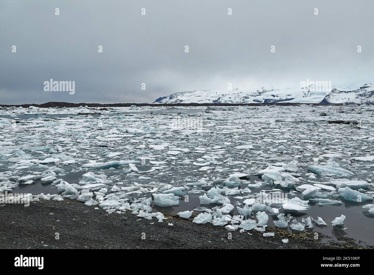 Glacial lake with icebergs Stock Photo