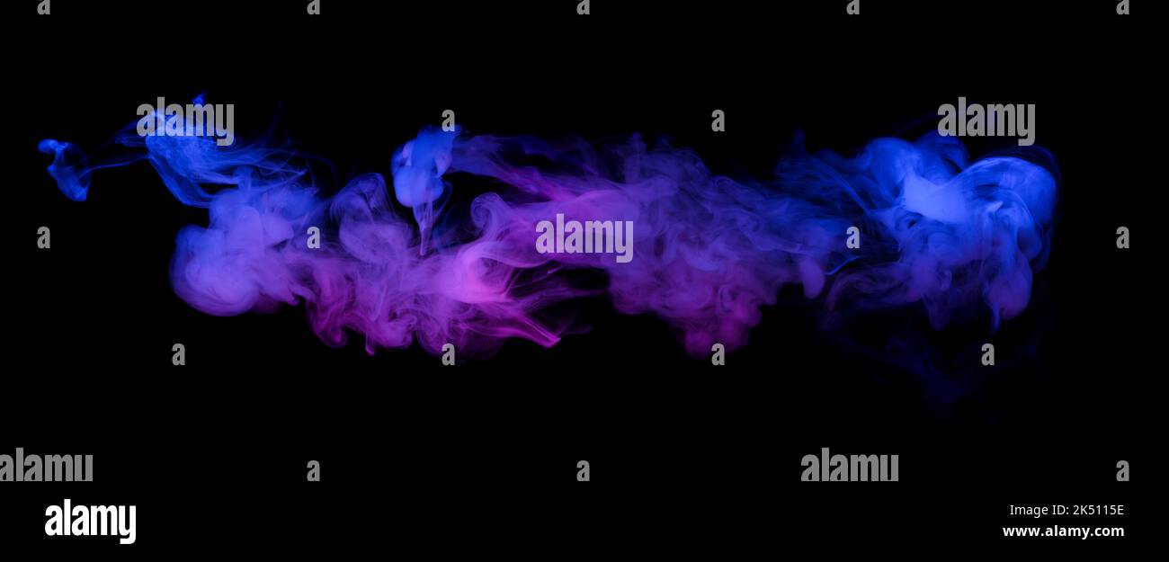 Swirling neon blue and purple multicolored smoke puff cloud design ...