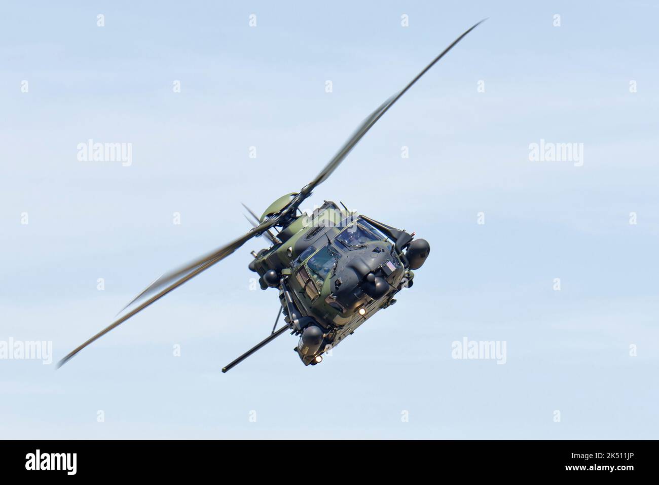 NH Industries NH90 Tactical Troop Transport Helicopter of the German Army puts on an impressive flying display at the Royal International Air Tattoo Stock Photo