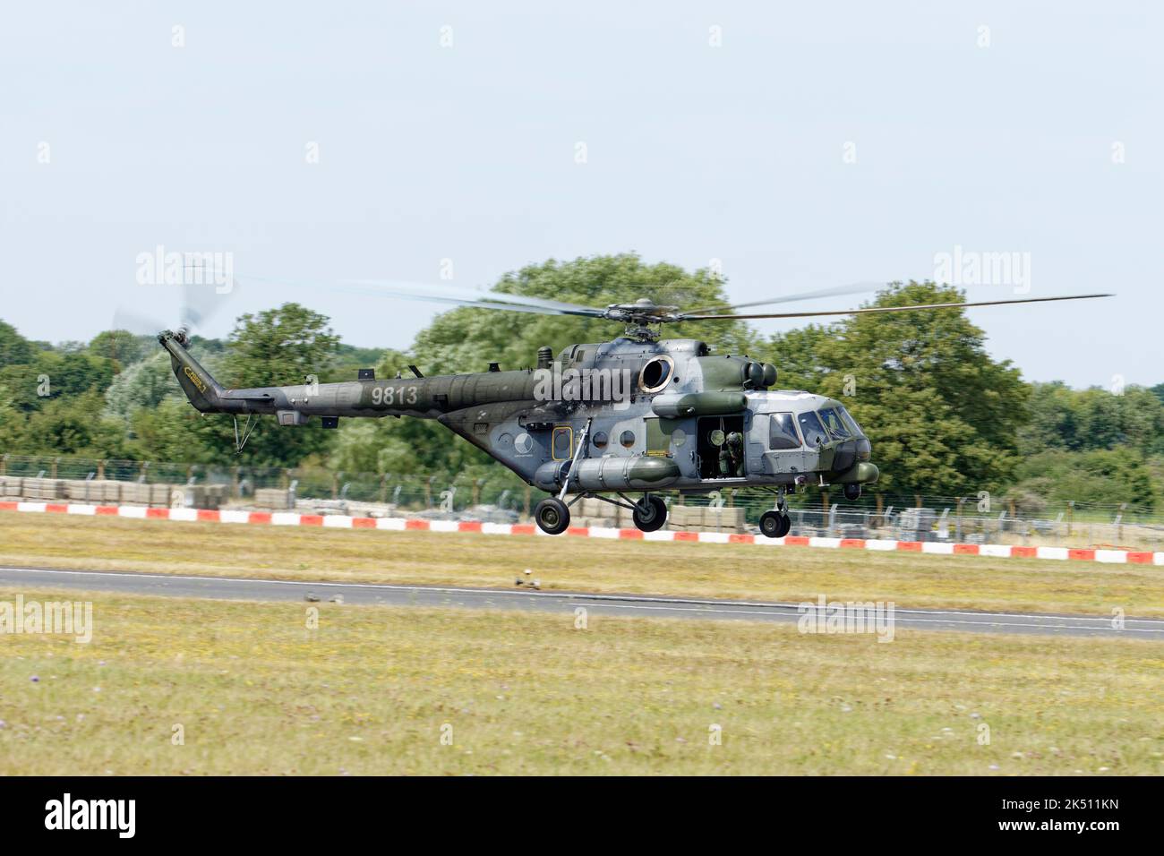 Mil MI-171s Military Transport Helicopter from the Czech Air Force demonstrates at RAF Fairford as part of the Royal International Air Tattoo Stock Photo