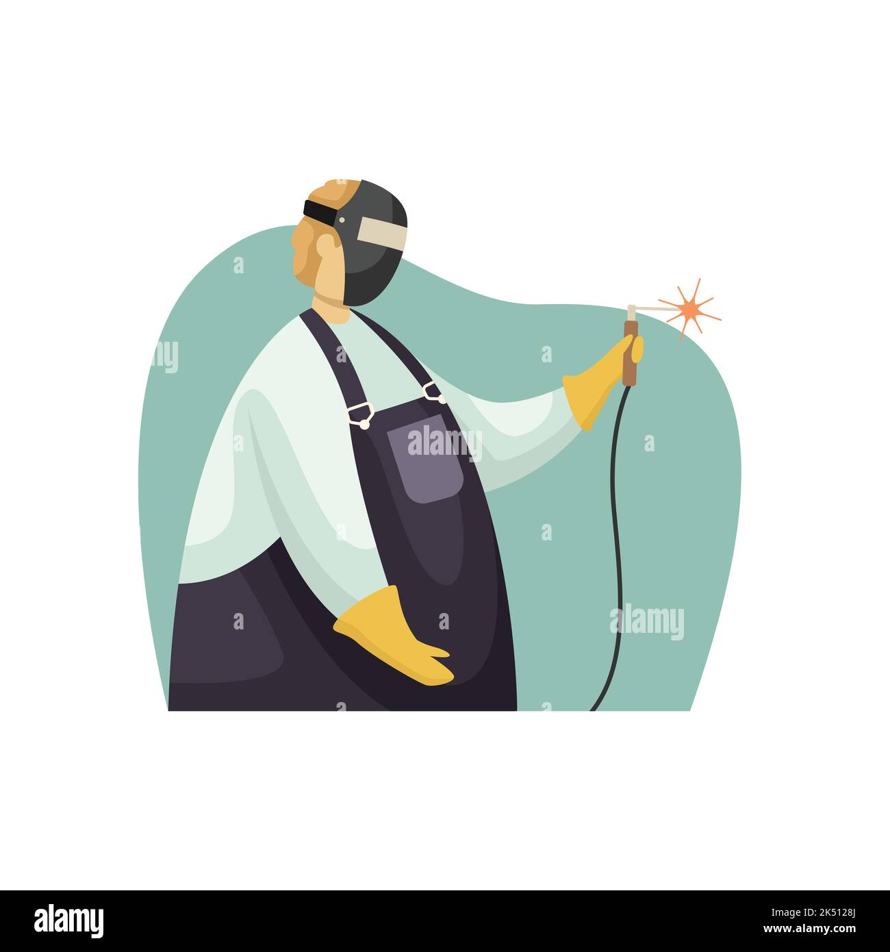 Vector illustration of a welder in a mask and apron. Profession. Flat style Stock Vector