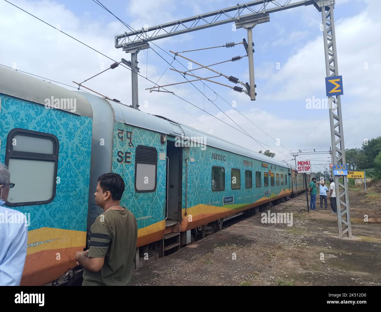 Humsafar Express standing at a platform. it is a fully premium service