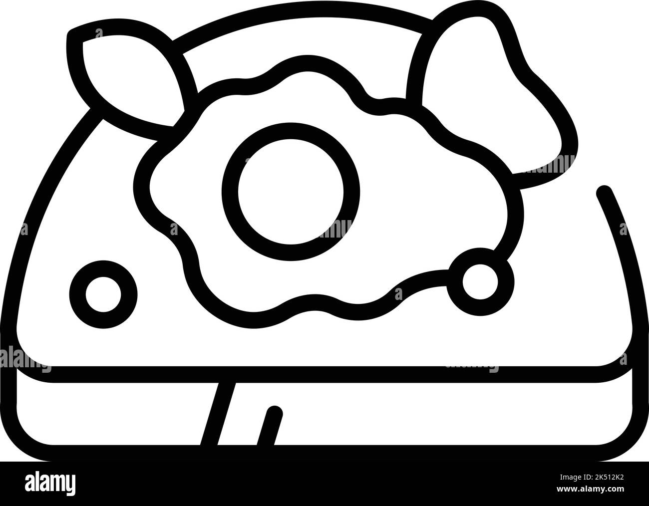 Egg bruschetta icon outline vector. Italian food. Menu snack Stock