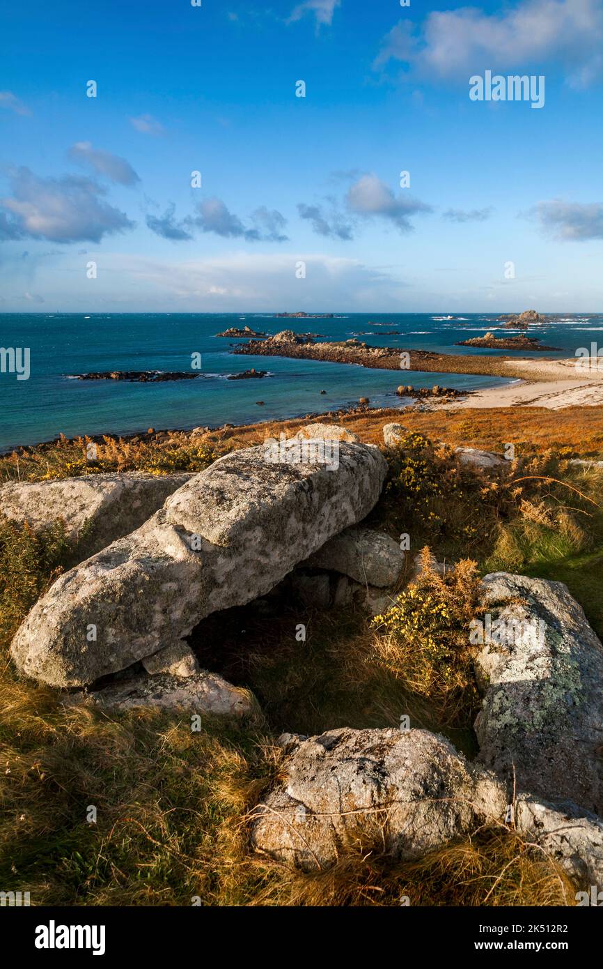 Isles of Scilly, bryher, view from samson hill over works carn towards