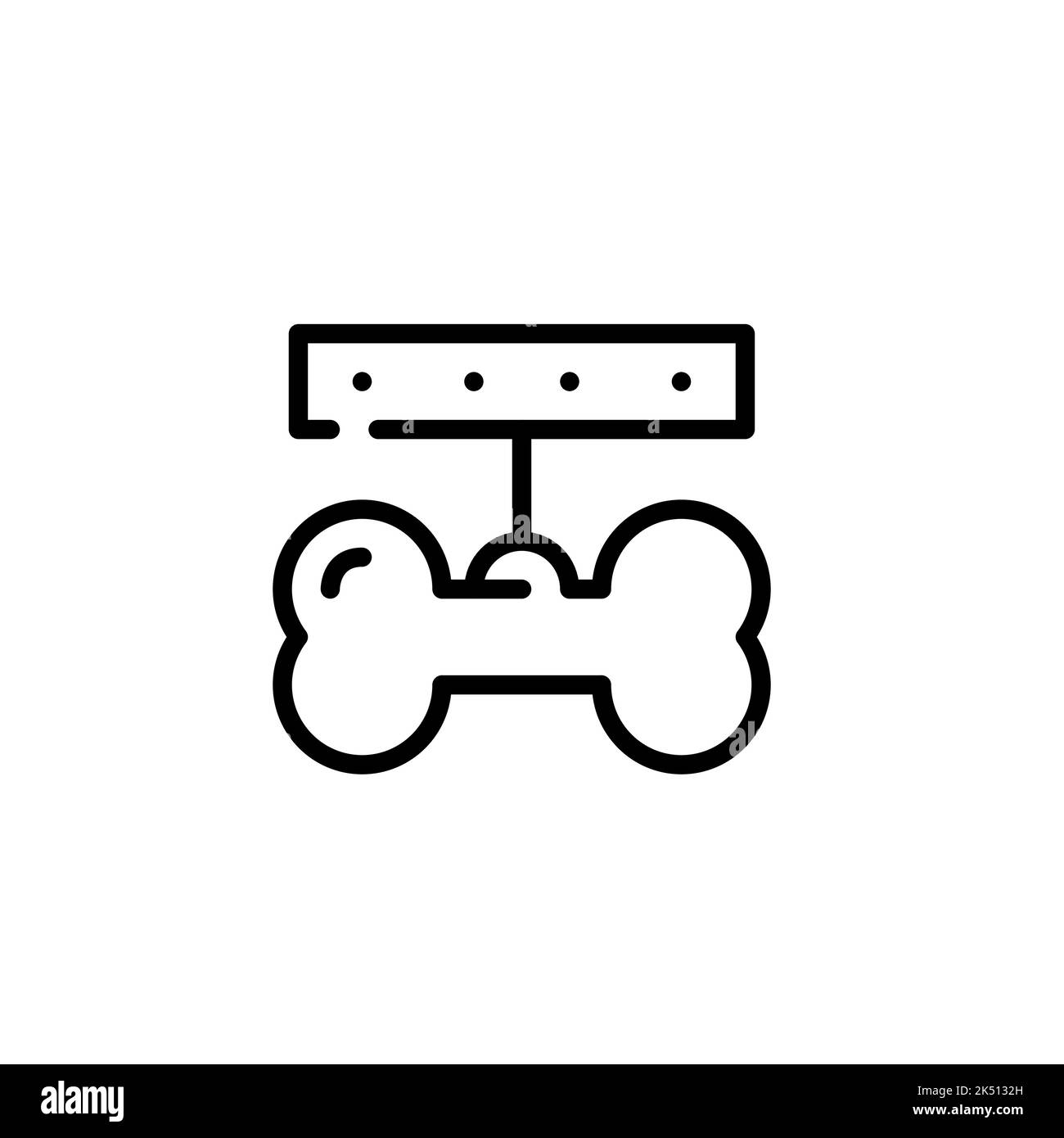 Dog collar with bone name tag. Pixel perfect, editable stroke icon